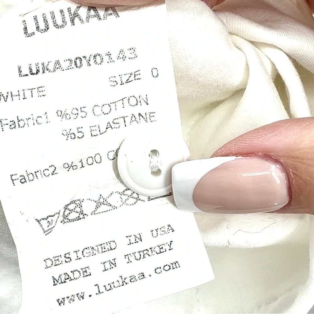 LUUKAA White Tiered Back Cotton Jersey Architectural Jacket